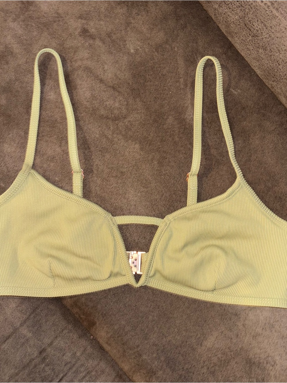 Somerfield Swim Light Green Ribbed Bikini Top